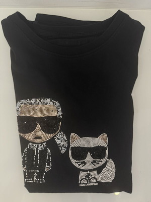 Karl Lagerfeld Ikonik Τοπ Μεταχειρισμένο Μαύρο Μεγάλο Βαμβάκι