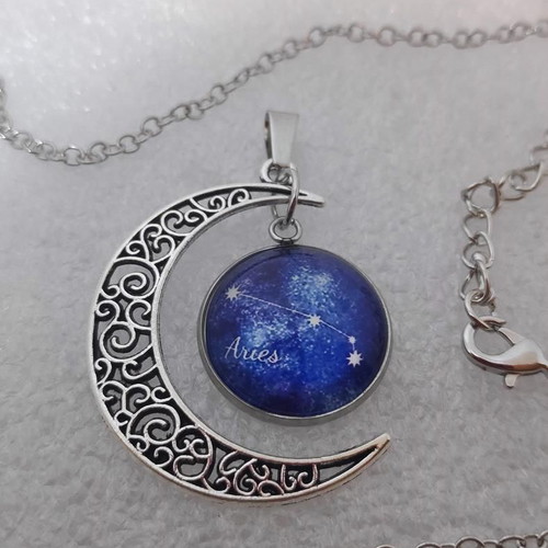 Pendant Aries Constellation with Crescent Moon like new
