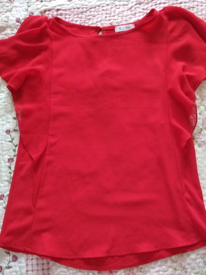 Short-sleeve blouse with ruffles used, La Redoute Collections, size XS, red