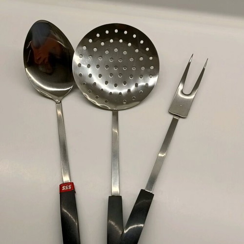Cooking utensils new, slotted spoon, large spoon and forks