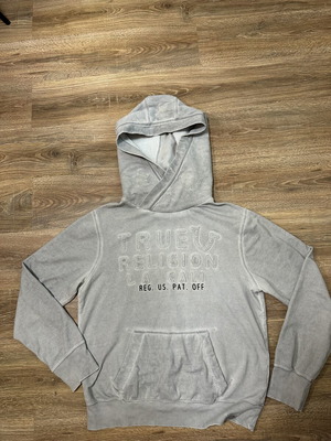 True Religion Hoodie used, wash v notch cotton sweatshirt XXL