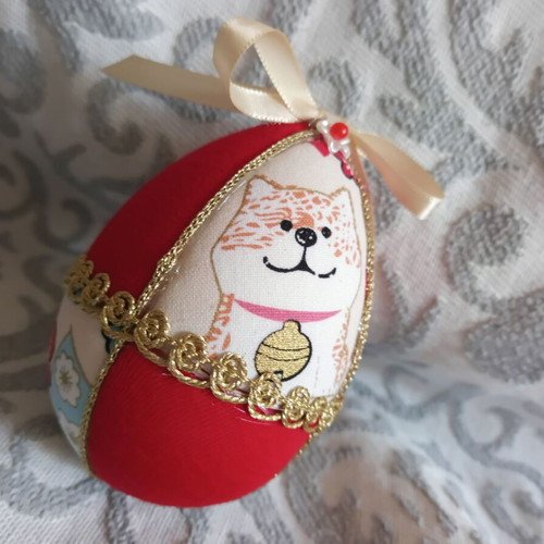 Set of 3 decorative Easter eggs 8 cm, like new, red