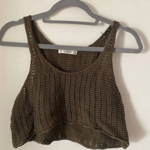 Pull & Bear knitted crop top, green, size S