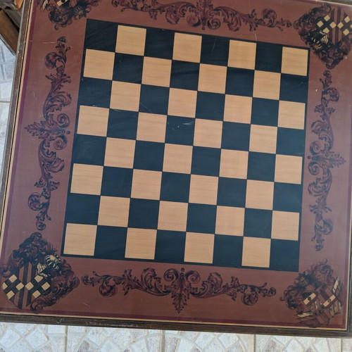 Savonarola game table used, wooden, foldable base