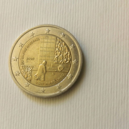Commemorative 2 euro coin Germany 2020 used, 50 years Kniefall von Warschau