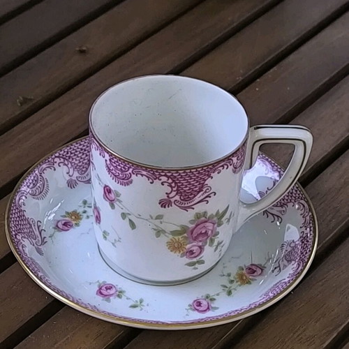 Rosenthal coffee cup like new, porcelain with pink ornament