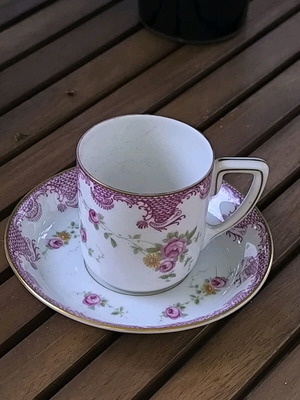 Rosenthal coffee cup like new, porcelain with pink ornament