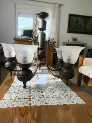 Brass and glass ceiling light like new