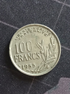 French 100 Francs 1955 coin used
