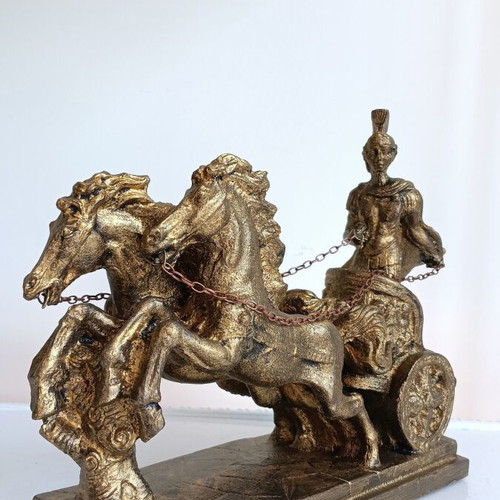 Roman warrior in chariot sculpture after triumph