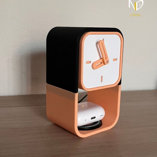 Clock Dock Station new, 3D printed organizer with clock and headphone stand