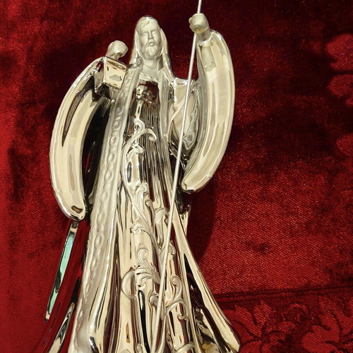Silver Ceramic Saint Joseph Figurine 25 cm, like new