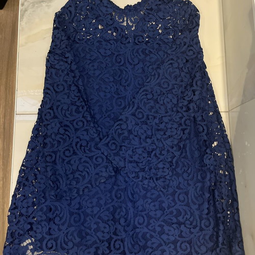 Zara woman mini dress in blue guipure lace, like new, XS