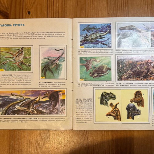 Prehistoric Animals sticker album by Panini used, 1980s edition
