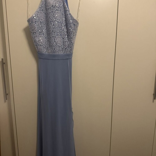 Lynne evening dress with sequins and side slit, turquoise