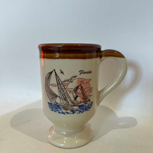 Vintage handmade ceramic Florida souvenir mug used