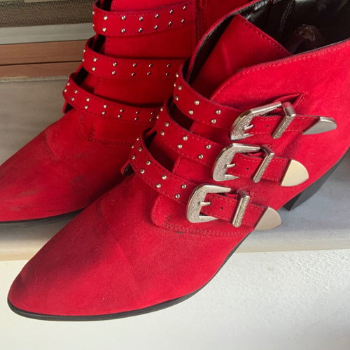 Suede ankle boots red used size 41 Miss Selfridge