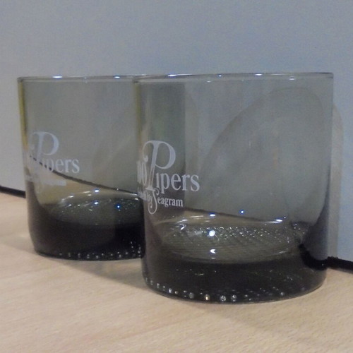 100 Piper's Scotch Whisky two promotional lowball glasses like new