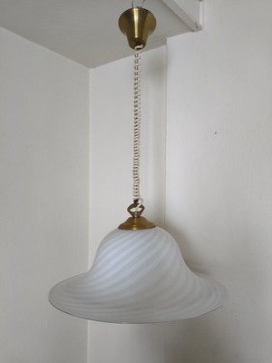 Murano pendant lamp vintage, like new, handmade glass and brass