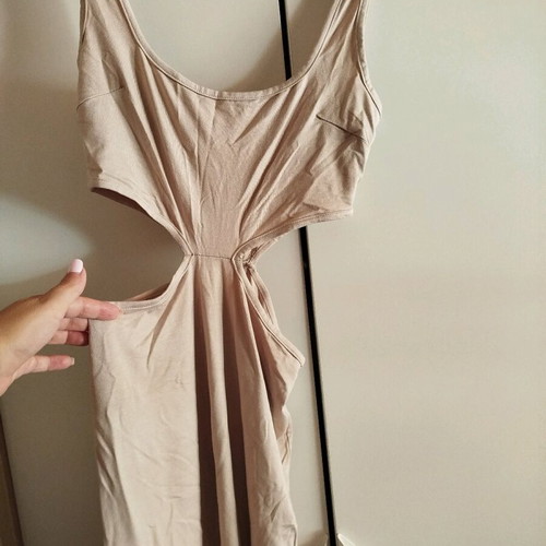Celestino beige bodycon dress with cutouts, new size S