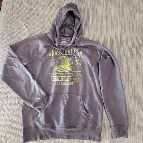 Gaudi cotton hoodie sweatshirt, medium, grey and yellow