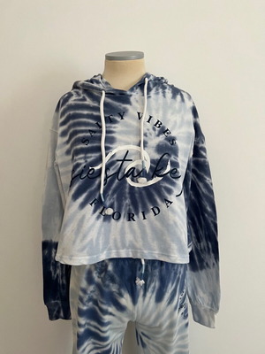 Ocean Drive tie-dye sweatshirt set new, white and blue, size S