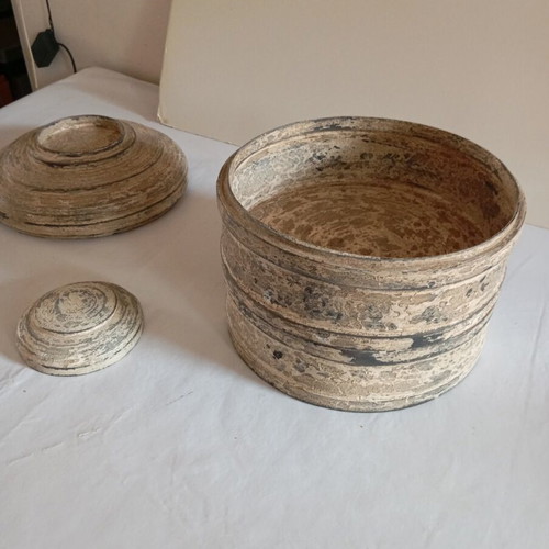 Wooden circular storage container handmade new