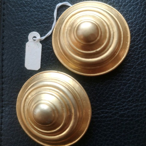 Vintage Faux Bijoux Large Clip Earrings Gold Color New