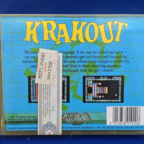 Krakout Spectrum cassette used, 1987 Gremlin game