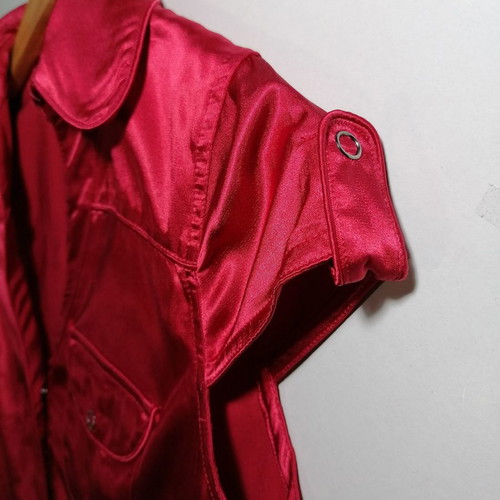 Satin blouse red used, size S, XNK Basic