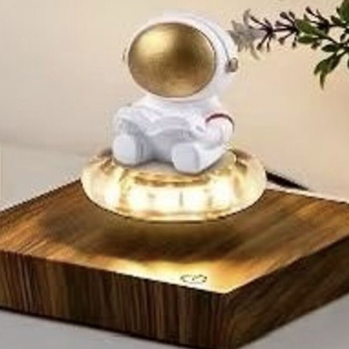 Floating Astronaut Lamp with LED and Magnetic Levitation on Wooden Base new