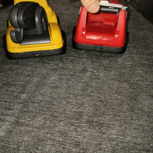 Toy cars used, two trucks with crane and fire truck