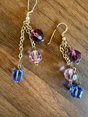 Silver earrings 925 with colored Swarovski crystals like new