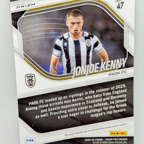 Panini FIFA Prizm 2025/26 Jonjoe Kenny #47 PAOK Lazer Prizm Parallel new