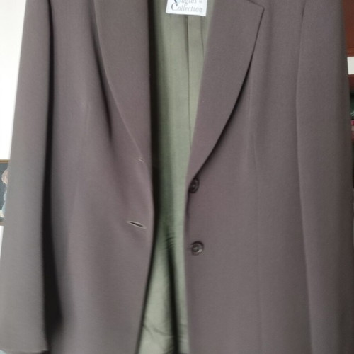 Vintage 3-piece set Vagias Collection gray suit and NOS green blouse size 50