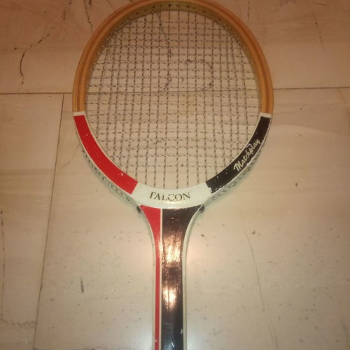 Pair of wooden Falcon vintage tennis rackets used