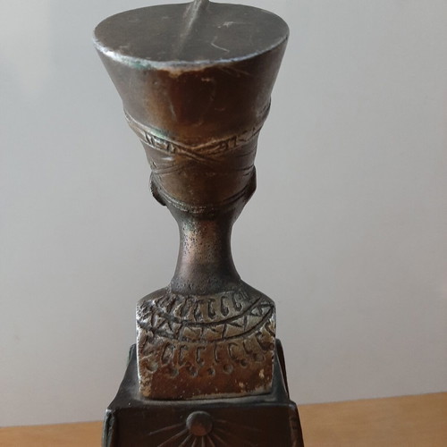 Bronze bust of Nefertiti used with Egyptian Revival base