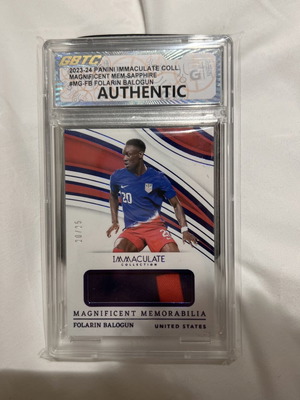 Folarin Balogun Panini Immaculate Memorabilia Patch Relic 20/25 New