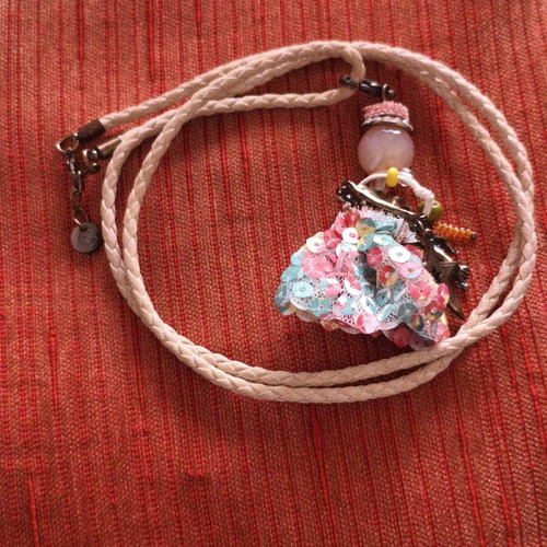 Handmade French Doll pendant necklace like new