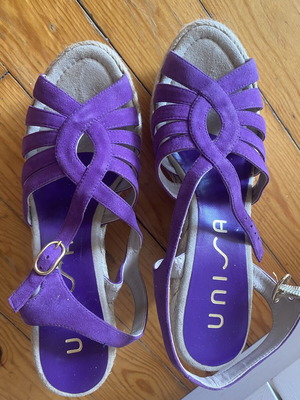 Platform sandals purple suede heel 10 cm size 41 new