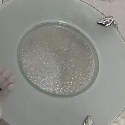 Large glass platter with silver feet Nafpliotis like new