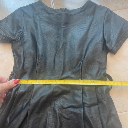 Girls Leather A-line Skater Dress size 6-7 years black used