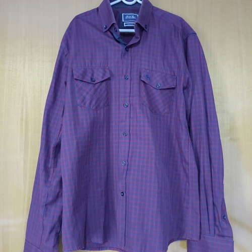 Berto Lucci checked shirt used, medium size, red-blue