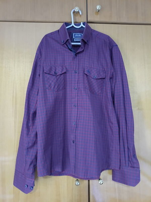 Berto Lucci checked shirt used, medium size, red-blue
