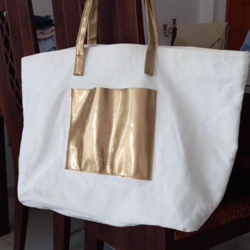 Shopper bag Paco Rabanne like new, white and gold