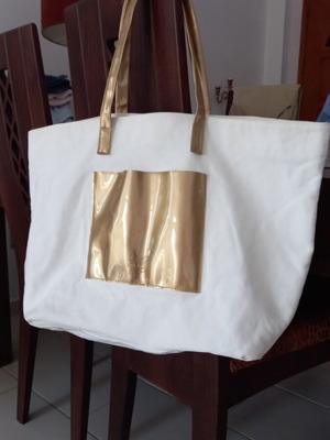 Shopper bag Paco Rabanne like new, white and gold