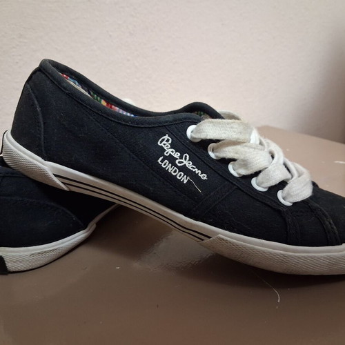 Pepe Jeans canvas sneakers used, size 37, unisex, black