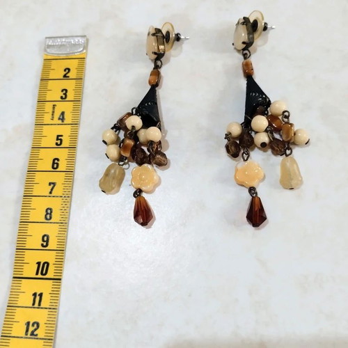 Accessorize vintage style dangle earrings like new, beige and brown