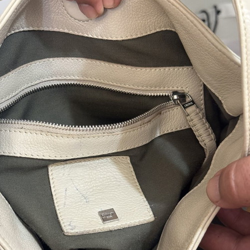 Callista Crafts Leather Hobo Shoulder Bag cream beige used
