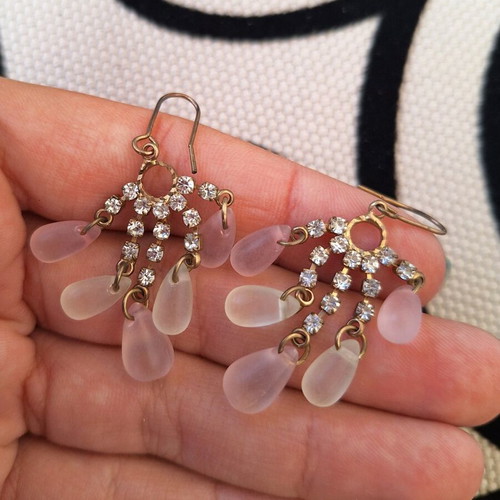 romantic earrings with rhinestones